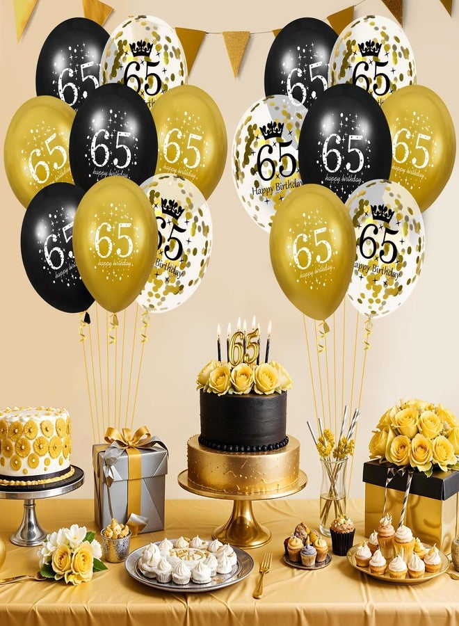 Yoirrat 65th Birthday Balloons for Men Women, 15Pcs Black Gold Happy 65th Birthday Balloons Decorations for Men Women 65 Years Old Party Indoor Outdoor Decor Supplies 12 inches - Image 2